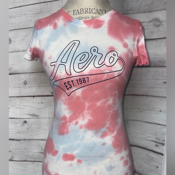 Aeropostale Red and White Tie-Dye Tee - Picture 1 of 3
